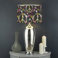 Hippie Peace Sign Flower Pattern Print Drum Lamp Shade