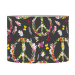 Hippie Peace Sign Flower Pattern Print Drum Lamp Shade