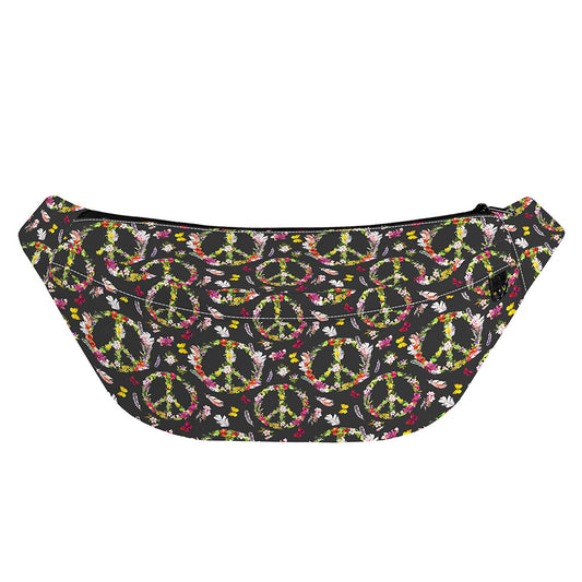 Hippie Peace Sign Flower Pattern Print Fanny Pack