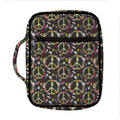 Hippie Peace Sign Flower Pattern Print Front Pocket Bible Bag