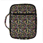 Hippie Peace Sign Flower Pattern Print Front Pocket Bible Bag
