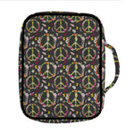 Hippie Peace Sign Flower Pattern Print Front Pocket Bible Bag