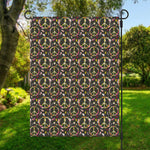 Hippie Peace Sign Flower Pattern Print Garden Flag