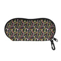 Hippie Peace Sign Flower Pattern Print Glasses Case