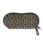 Hippie Peace Sign Flower Pattern Print Glasses Case