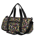 Hippie Peace Sign Flower Pattern Print Gym Bag