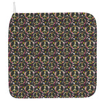 Hippie Peace Sign Flower Pattern Print Hand Towel