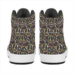 Hippie Peace Sign Flower Pattern Print High Top Leather Sneakers