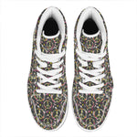Hippie Peace Sign Flower Pattern Print High Top Leather Sneakers