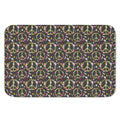Hippie Peace Sign Flower Pattern Print Indoor Door Mat