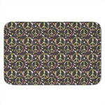 Hippie Peace Sign Flower Pattern Print Indoor Door Mat