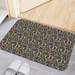 Hippie Peace Sign Flower Pattern Print Indoor Door Mat
