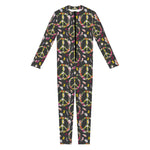 Hippie Peace Sign Flower Pattern Print Jumpsuit