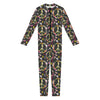 Hippie Peace Sign Flower Pattern Print Jumpsuit