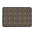 Hippie Peace Sign Flower Pattern Print Kitchen Mat
