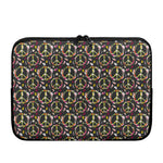 Hippie Peace Sign Flower Pattern Print Laptop Sleeve
