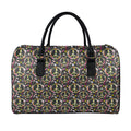 Hippie Peace Sign Flower Pattern Print Leather Duffel Bag