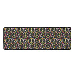 Hippie Peace Sign Flower Pattern Print Long Kitchen Mat