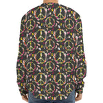 Hippie Peace Sign Flower Pattern Print Long Sleeve Baseball Jersey