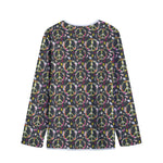 Hippie Peace Sign Flower Pattern Print Long Sleeve Short Coat