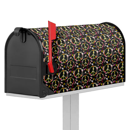 Hippie Peace Sign Flower Pattern Print Mailbox Cover