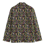 Hippie Peace Sign Flower Pattern Print Men's Blazer