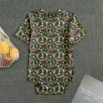 Hippie Peace Sign Flower Pattern Print Men's Bodysuit