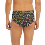Hippie Peace Sign Flower Pattern Print Men's Briefs