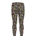 Hippie Peace Sign Flower Pattern Print Men's Leggings