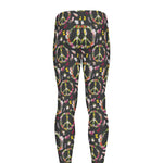 Hippie Peace Sign Flower Pattern Print Men's leggings