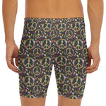 Hippie Peace Sign Flower Pattern Print Men's Long Boxer Briefs