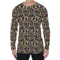 Hippie Peace Sign Flower Pattern Print Men's Long Sleeve T-Shirt