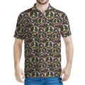 Hippie Peace Sign Flower Pattern Print Men's Polo Shirt