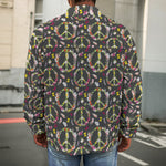 Hippie Peace Sign Flower Pattern Print Men's Shirt Jacket