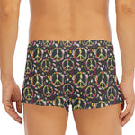 Hippie Peace Sign Flower Pattern Print Men's Short Boxer Briefs