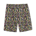 Hippie Peace Sign Flower Pattern Print Men's Sports Shorts