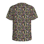 Hippie Peace Sign Flower Pattern Print Men's Sports T-Shirt