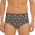Hippie Peace Sign Flower Pattern Print Men's Triangle Swim Briefs