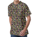 Hippie Peace Sign Flower Pattern Print Men's Velvet T-Shirt