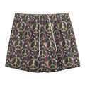 Hippie Peace Sign Flower Pattern Print Mesh Shorts