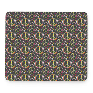 Hippie Peace Sign Flower Pattern Print Mouse Pad