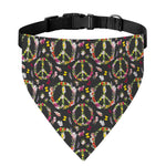 Hippie Peace Sign Flower Pattern Print Over The Collar Dog Bandana