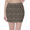 Hippie Peace Sign Flower Pattern Print Pencil Mini Skirt