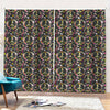 Hippie Peace Sign Flower Pattern Print Pencil Pleat Curtains