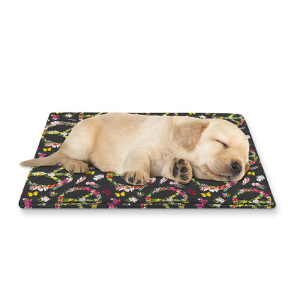 Hippie Peace Sign Flower Pattern Print Pet Cooling Mat Cover