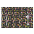 Hippie Peace Sign Flower Pattern Print Placemat