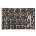 Hippie Peace Sign Flower Pattern Print Placemat