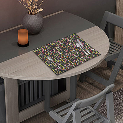 Hippie Peace Sign Flower Pattern Print Placemat