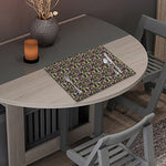 Hippie Peace Sign Flower Pattern Print Placemat