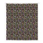 Hippie Peace Sign Flower Pattern Print Polyester Shower Curtain